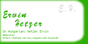 ervin hetzer business card